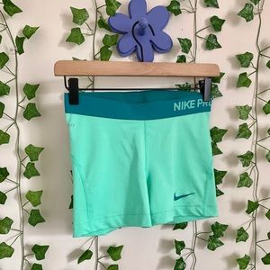 Nike | Shorts | Nike Pro Swoosh Mint Teal Spandex Bike Shorts M | Poshmark